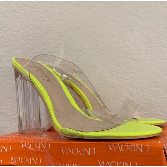 Mackin Girl Neon & Lucite Ankle Wrap Square Heel - Picture 4 of 10